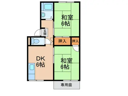 プレジール狐島B棟(2DK/1階)の間取り写真