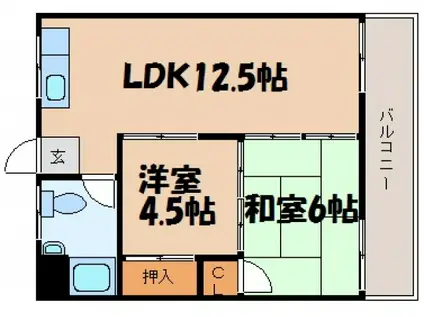 海田マンション 408(2LDK/4階)の間取り写真
