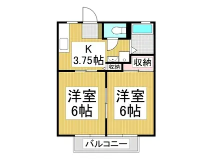 ハイツJUJU(2K/1階)の間取り写真