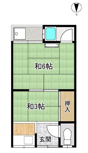 松山荘(2K/2階)の間取り写真