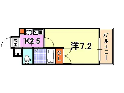 エステムコート三宮山手IIソアーレ(1K/13階)の間取り写真