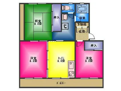 芹沢ハイツ(3DK/2階)の間取り写真