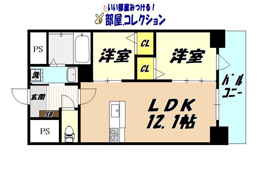 ＪＲ鹿児島本線 小倉駅(福岡) 徒歩7分 14階建 築7年(1SLDK/13階)の間取り写真