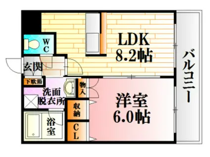 コンフォート原田(1LDK/2階)の間取り写真