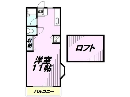 ハイツヒロ(ワンルーム/2階)の間取り写真