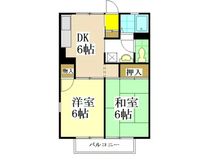 カーム・シバタ12(2DK/2階)の間取り写真