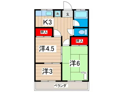 池の川マンション(3K/2階)の間取り写真
