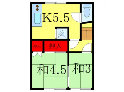 大倉荘(2K/2階)の間取り写真