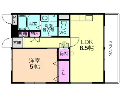 中桜塚グランドハイツ(1LDK/2階)の間取り写真