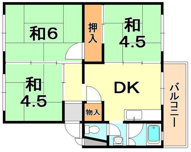 東垂水南(3DK/4階)の間取り写真