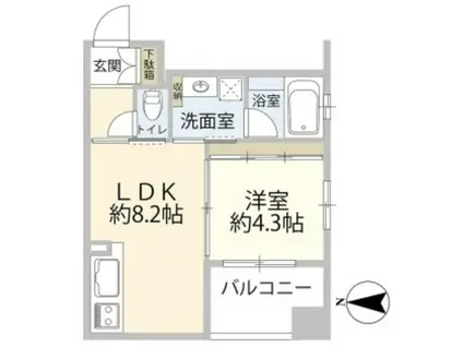 ポレスター千代田御茶ノ水(1LDK/4階)の間取り写真