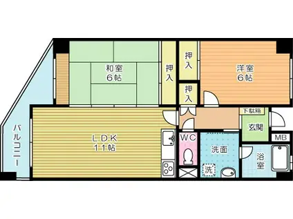 ベルデェ守恒(2LDK/4階)の間取り写真