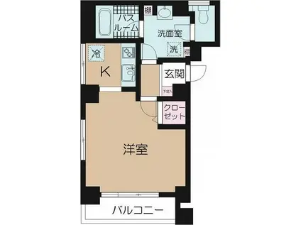 フロイデ東新宿(1K/2階)の間取り写真