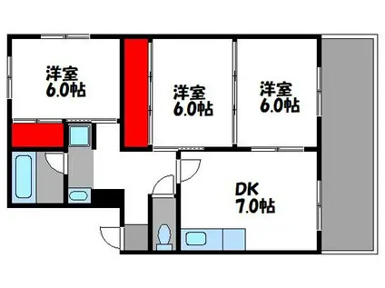 大産若宮ビル(3DK/3階)の間取り写真