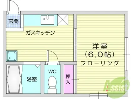 コーポ大畑(1DK/2階)の間取り写真