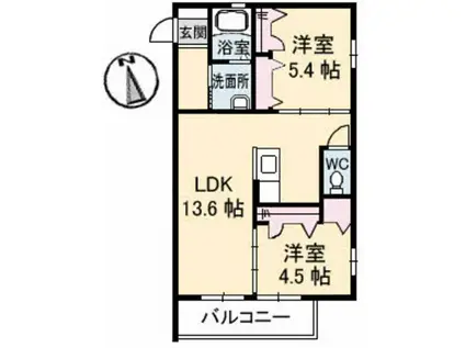 ボナールメゾン桜(2LDK/2階)の間取り写真