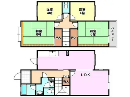 UR藤沢台第五(4LDK/1階)の間取り写真