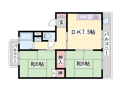 日山マンション(2DK/4階)の間取り写真
