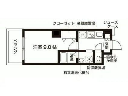 カーサ ブレッツァ 六甲(1K/2階)の間取り写真