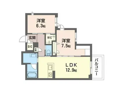 ビラ スキエラ 宮崎台(2LDK/1階)の間取り写真