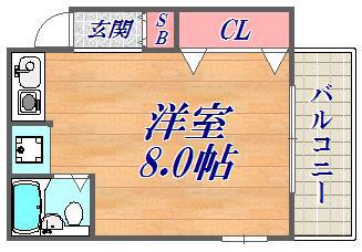 地下鉄西神・山手線 大倉山駅(兵庫) 徒歩13分 2階建 築30年(ワンルーム/2階)の間取り写真