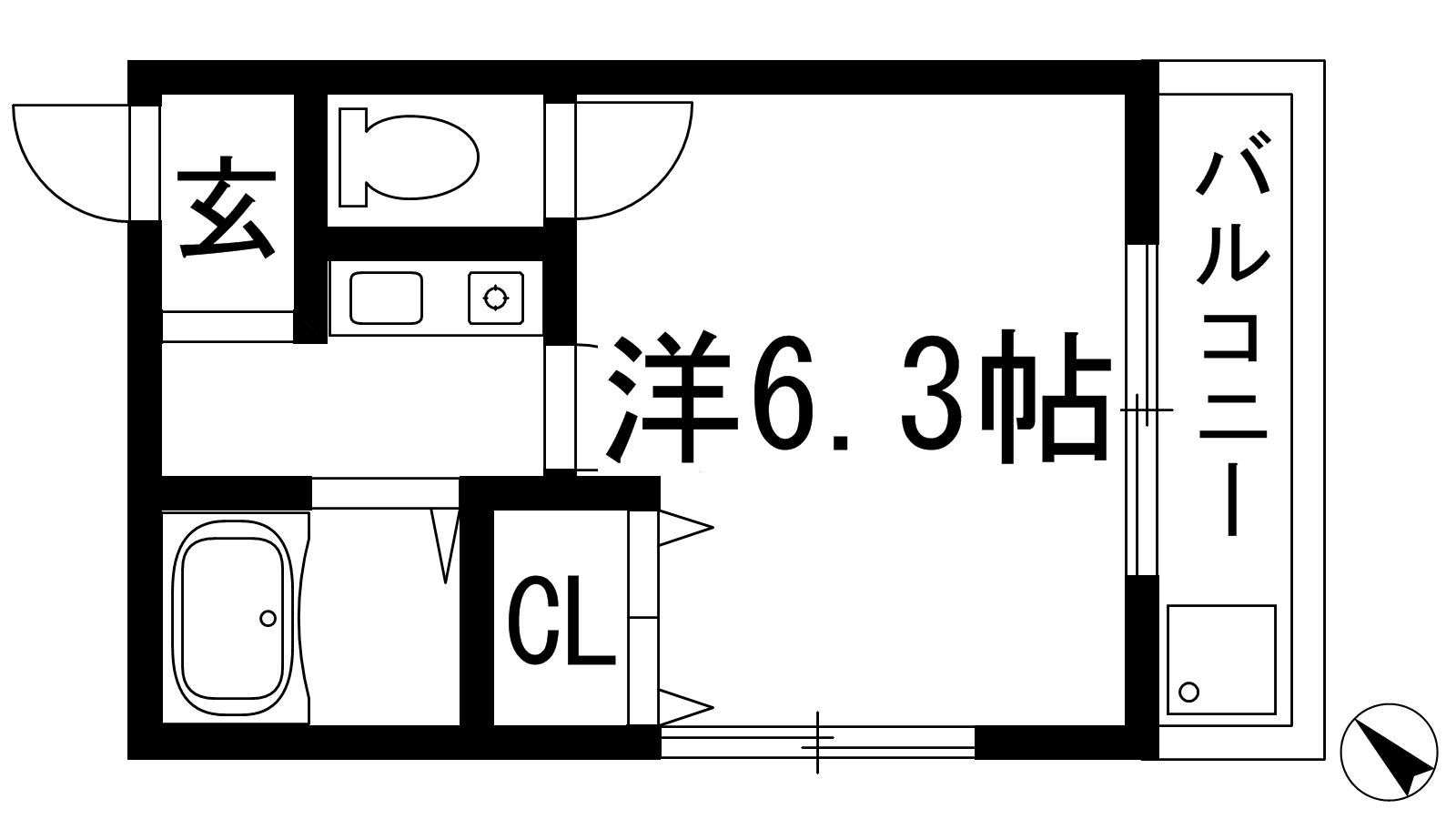 ソレイユ花屋敷(1K/1階)の間取り写真
