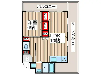 レヂオンス新所沢(1LDK/1階)の間取り写真