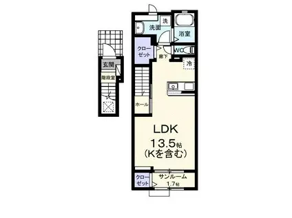 ホーリープレイス唐津 II(ワンルーム/2階)の間取り写真