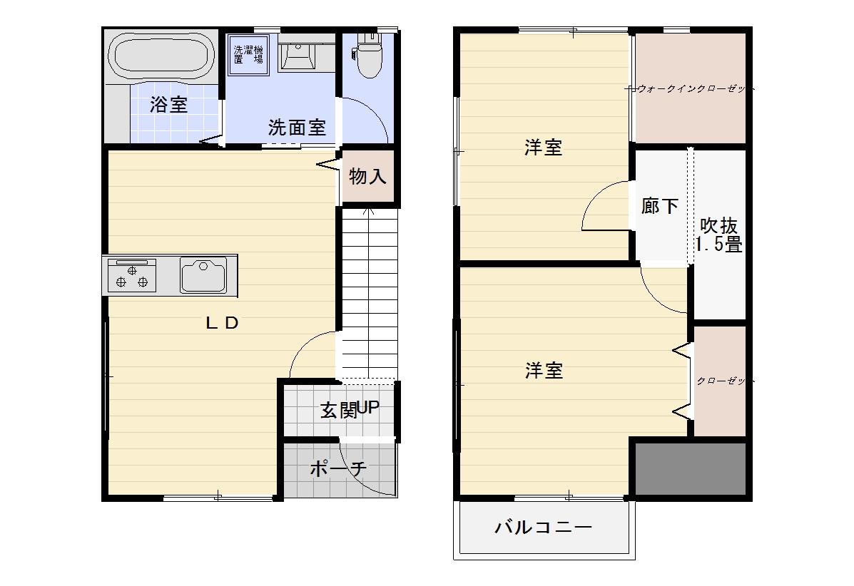 シャルールII(2LDK/1階)の間取り写真