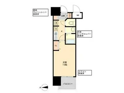 グランカーサ千代田(1K/5階)の間取り写真