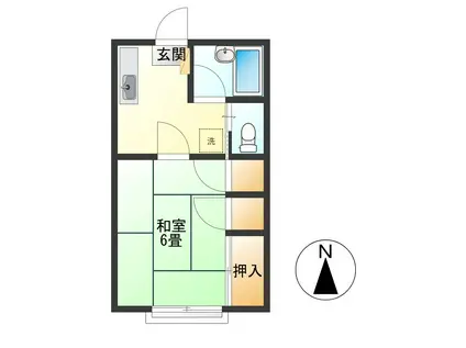 リベルティ2(1K/1階)の間取り写真