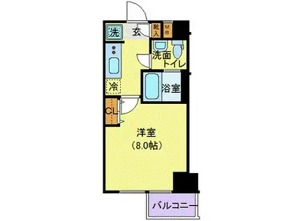 クレヴィスタ文京江戸川橋(1K/1階)の間取り写真