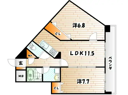 フィオレンティーナ(2LDK/12階)の間取り写真