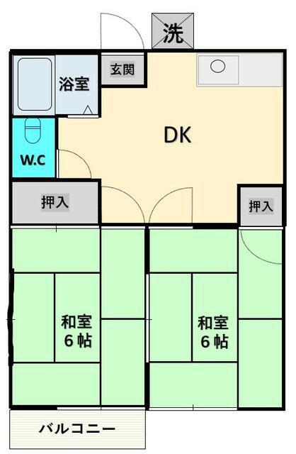 ハイツ・イズミ(2DK/2階)の間取り写真