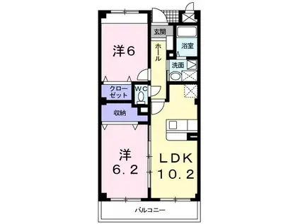 アステール(2LDK/3階)の間取り写真