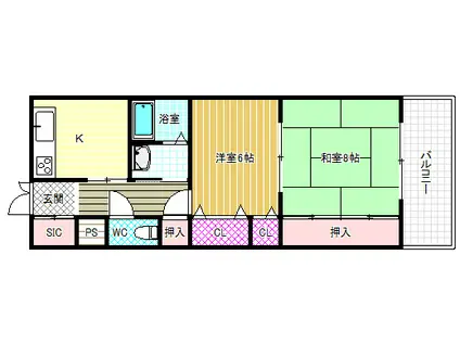 スミイチビル(2LDK/3階)の間取り写真