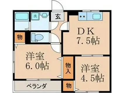 レ・セーナ(2DK/4階)の間取り写真