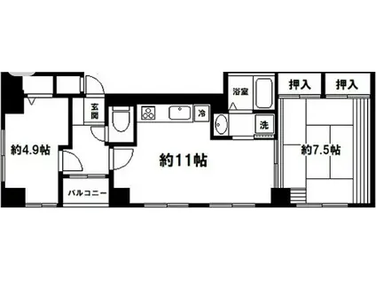 カーサマジカル浅草(2LDK/4階)の間取り写真