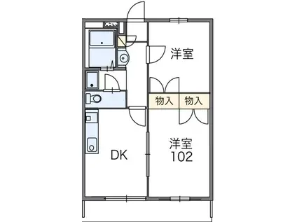 レオパレスソフィアA(2DK/1階)の間取り写真