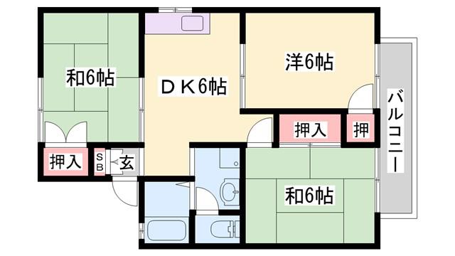 ハイツ梅ヶ枝(3DK/2階)の間取り写真