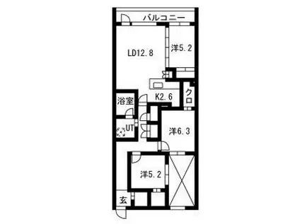PRIME COURT LA FORET 平岸プライムコートラフォー(3LDK/2階)の間取り写真