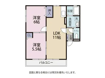 はなみずき(2LDK/1階)の間取り写真