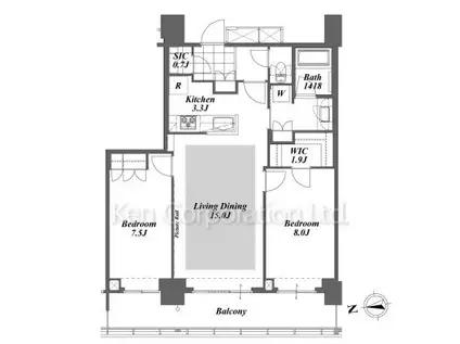 BRILLIA IST TOWER 勝どき(2LDK/39階)の間取り写真