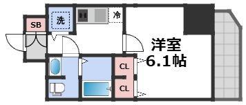 プレサンス松屋町グレース(1K/13階)の間取り写真