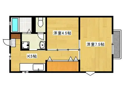 フローレンス住吉(2K/2階)の間取り写真