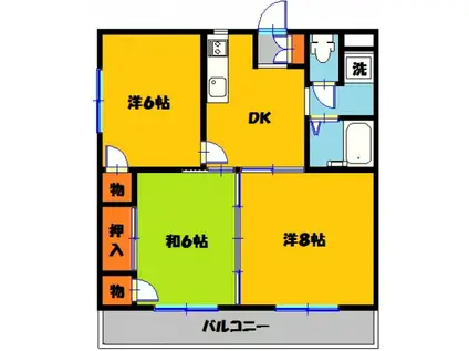 ロワールレジデンス六番館(3DK/3階)の間取り写真