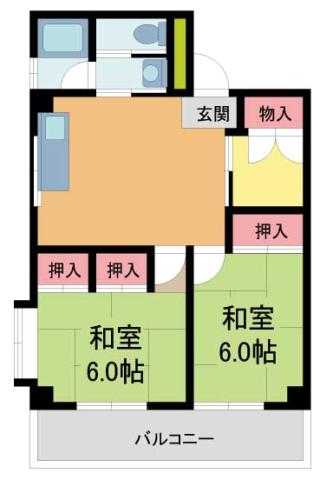 鳴尾ハイツ(3DK/1階)の間取り写真