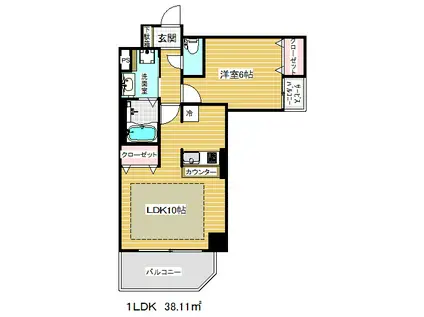 プレサンス三宮フラワーロード(1LDK/3階)の間取り写真