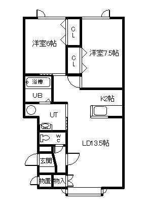 ビクトリー大通A(2LDK/2階)の間取り写真