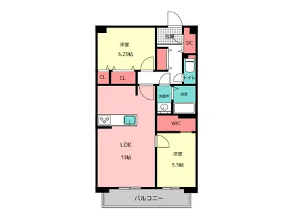 アマール竹下(2LDK/5階)の間取り写真